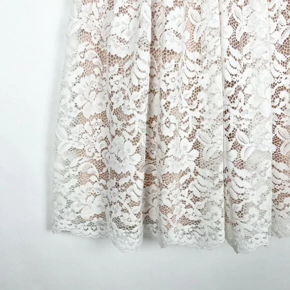 Lulus Wish Me Luxe Lace Skater Dress. White. Size M
